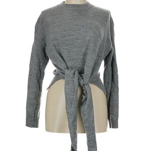 JOA Gray Tie-Front Sweater